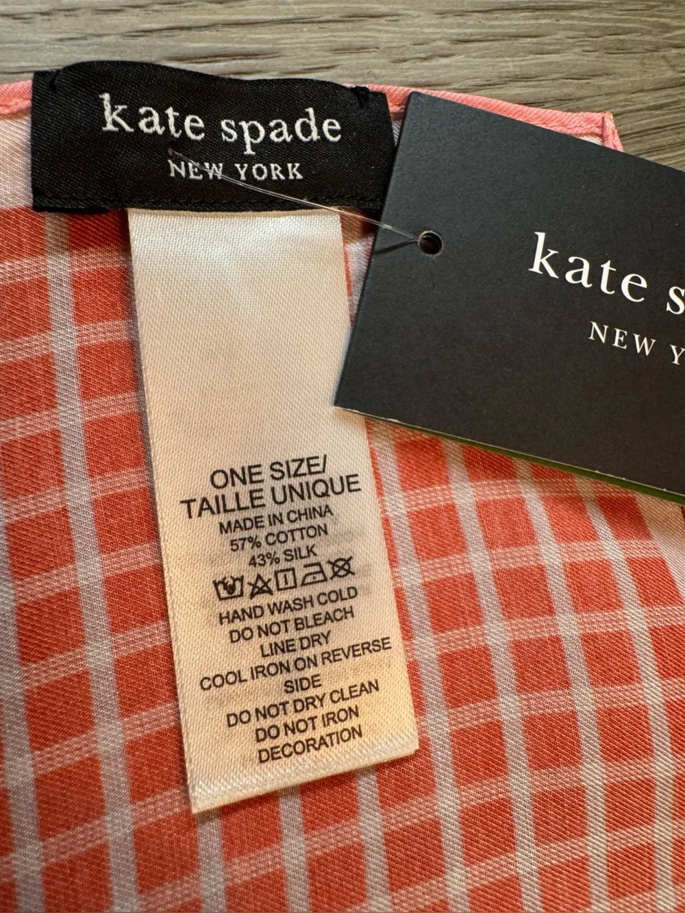 Kate Spade Petite Windowpane Block Bandana Scarf - Red and Pink